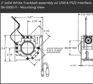 Suzo Happ 3" solid White Trackball assembly w/ USB & PS/2 Interface